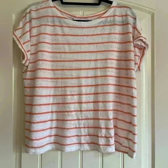 Charter Club Tops - Linen Charter Club Luxury Coastal Blouse Top shirt Medium white orange striped